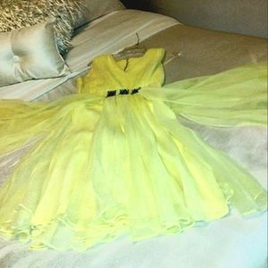 Canary Yellow Empire Waist Dinner Dress